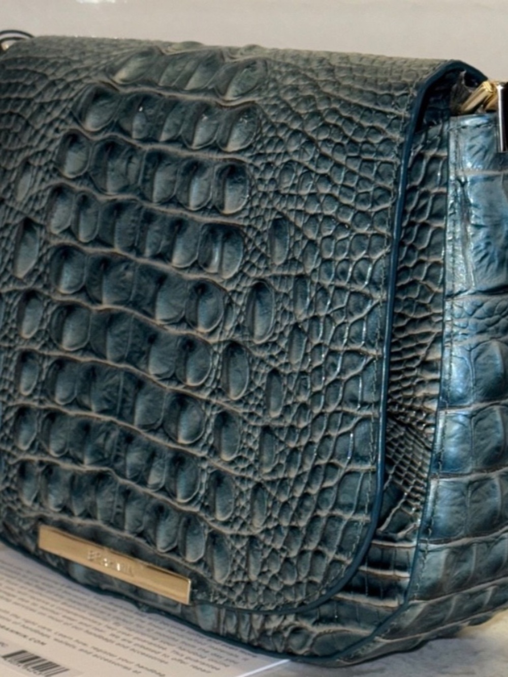 BRAHMIN Small Nadine Crossbody Leather Petrol Ombre Melbourne RARE Brand New